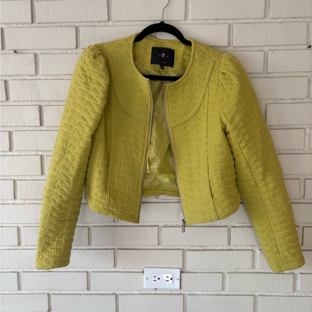 7 For All Mankind Yellow Quilted Blazer Zip Up